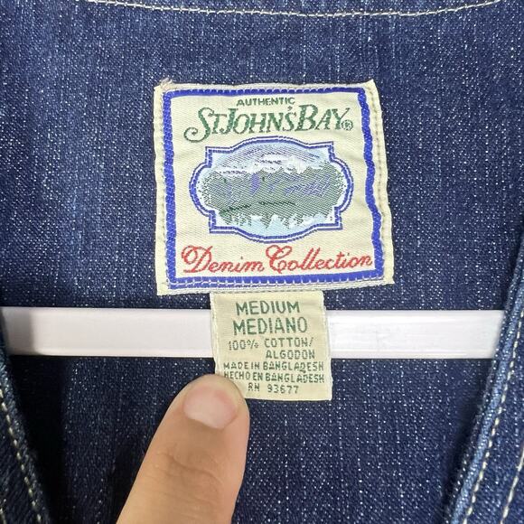 Vintage ST JOHNS BAY Vest Sz Medium Button Up Denim Jean Women’s Blue Pocket - Picture 4 of 5